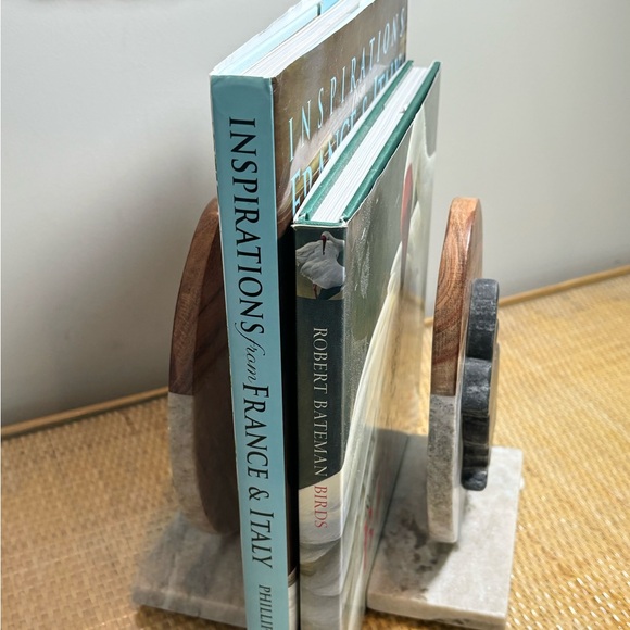 Marble & wood rabbit MCM book ends in new condition! - Picture 6 of 8